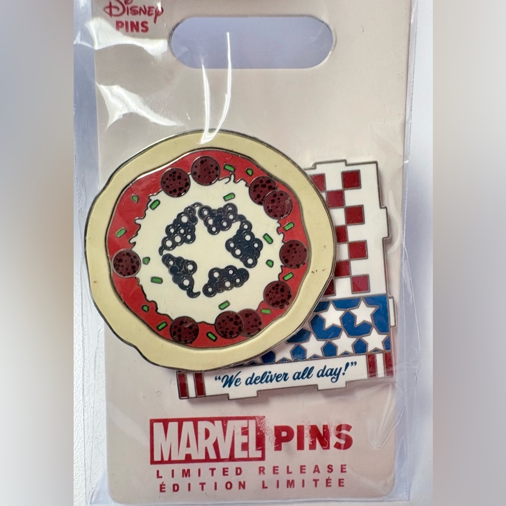 Disney Parks Marvel Captain America Pizza We Deliver All Day Limited Edition Pin